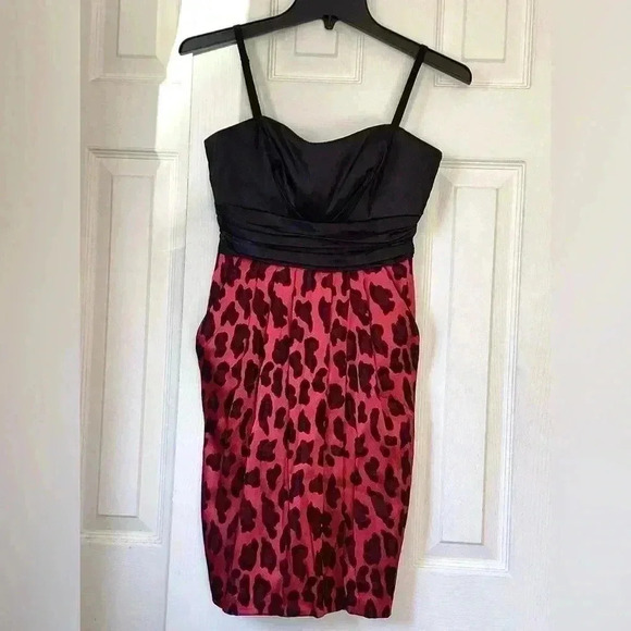 City Studio Formal Dress Size 3 Black with Red Skirt/Black Cheetah Print - Picture 1 of 6